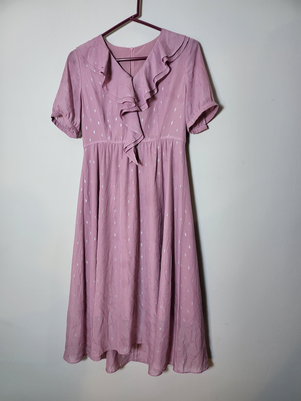 Women's Dusty Pink Ruffle Midi Dress